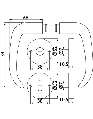 Bild Drücker-Rosettengarnitur Sirion BB Edelstahl mit TS 38-42 mm - Topform-1