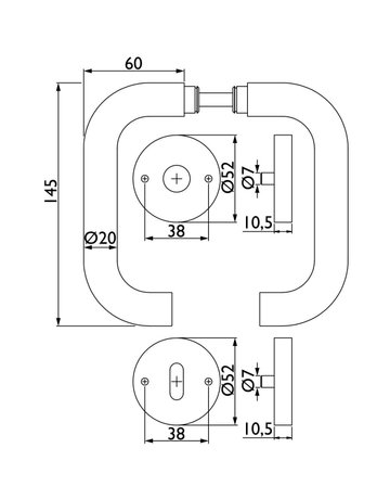 Bild Drücker-Rosettengarnitur Titania PZ Edelstahl mit TS 38-42 mm - Topform-1