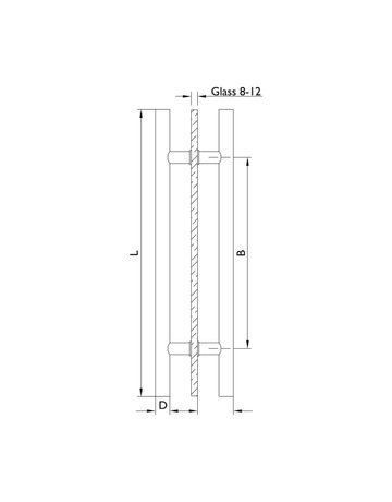 Bild Stossgriffpaar Chios ø 25 mm L 800 mm BA 600 mm Edelstahl mit - Topform-1