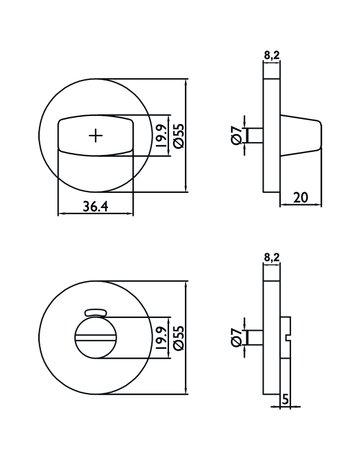 Bild Drücker-Rosettengarnitur Jupiter WC Kl.4 Edelstahl mit TS 37-48 mm - Topform-3