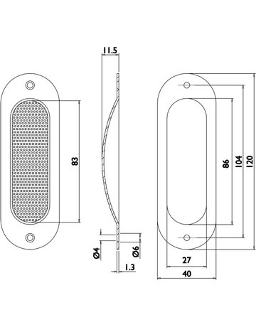 Bild Schiebetürmuschel Kronos R BLIND 120 x 40 mm, oval, Edelstahl mit - Topform-1