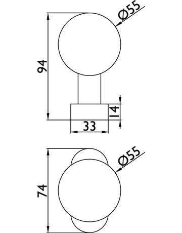 Bild Knopf auf Ovalrosette Edelstahl mit, Kugelform - Topform-1