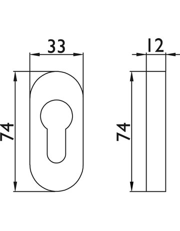 Bild Schieberosette oval PZ, Höhe 12 mm Edelstahl mit - Topform-2