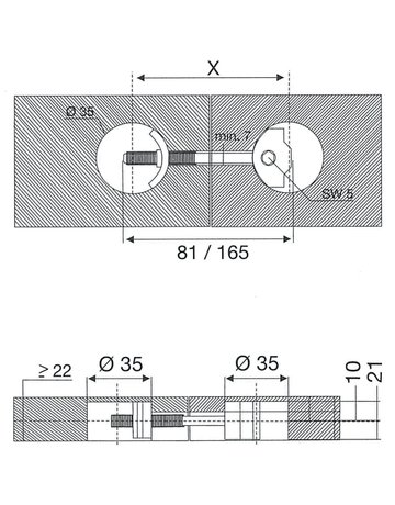 Bild Arbeitsplattenverbinder M6 150 mm Stahl verzinkt - Topform-1