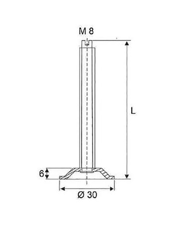 Bild Verstellschraube mit Fuß Ø 30 mm M8 x 80 mm mit Plastikkappe transparent - Topform-1
