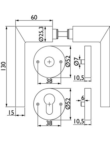 Bild Wechsel-Rosettengarnitur Triton PZW Edelstahl mit TS 38-42 mm - Topform-4