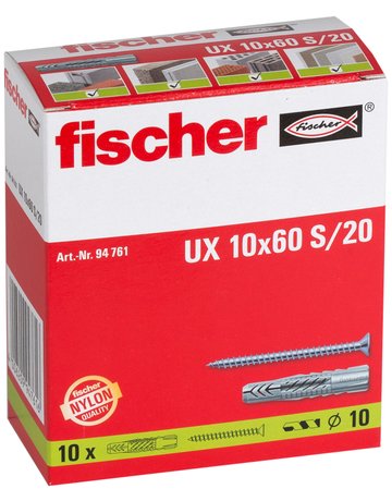 Bild Universaldübel UX 10x60 R S/20 mit Rand und Schraube - fischer-1