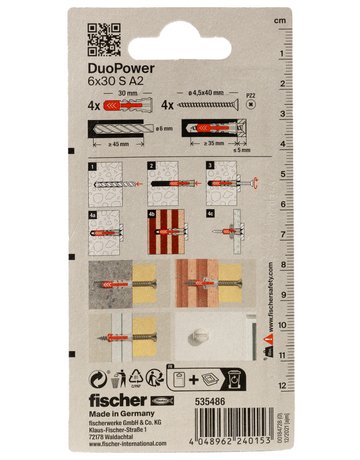 Bild Dübel DuoPower S A2 Kunststoff,6x30,VE 4 - fischer-2