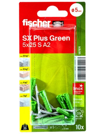 Bild Dübel SX Plus Green 5x25 S A2 K (10) - fischer-1