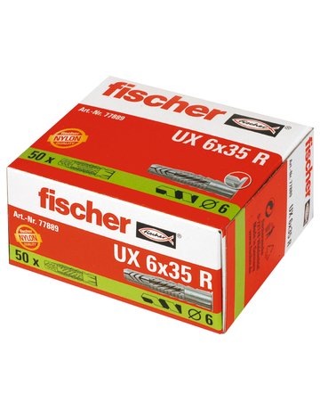 Bild Universaldübel UX 6x35 R mit Rand in Faltschachtel - fischer-1