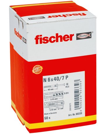 Bild Nageldübel N 6 x 40/7 P,zn Nylon,Stahl,zn - fischer-1