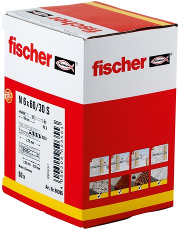 Bild Nageldübel N 6 x 60/30 S,zn Nylon,Stahl,zn - fischer-2