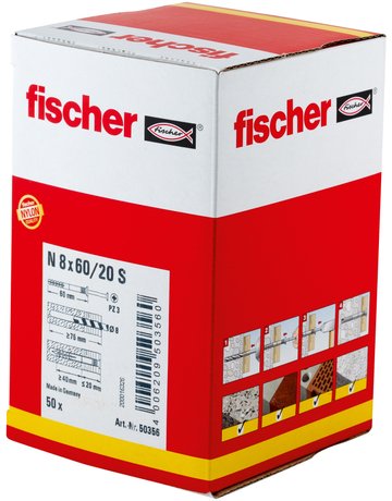 Bild Nageldübel N 8 x 60/20 S,zn Nylon,Stahl,zn - fischer-1