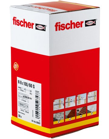 Bild Nageldübel N 8 x 100/60 S,zn Nylon,Stahl,zn - fischer-1