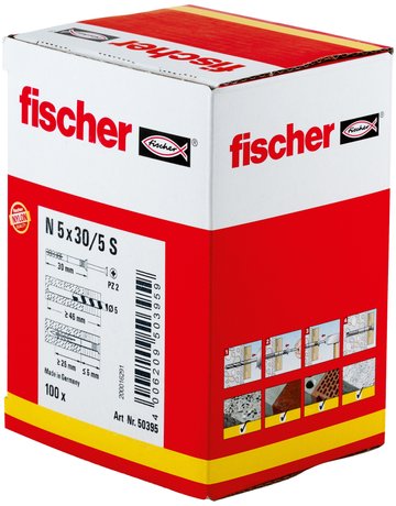 Bild Nageldübel N 5 x 30/5 S,zn Nylon,Stahl,zn - fischer-1