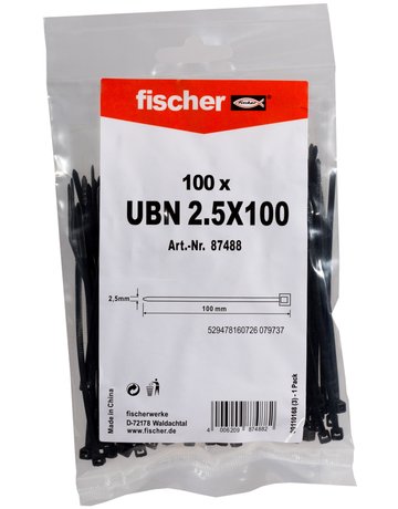 Bild Kabelbinder UBN 2,5x 100 schwarz Nylon - fischer-1