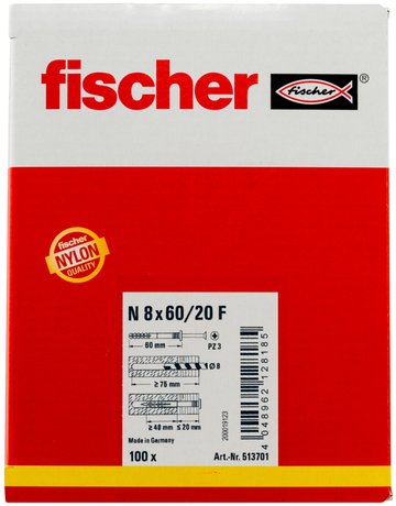 Bild Nageldübel N 8 x 60/20 F,zn Nylon,Stahl,zn - fischer-2