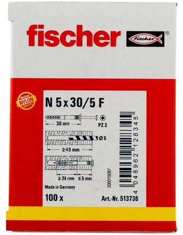 Bild Nageldübel N 5 x 30/5 F,zn Nylon,Stahl,zn - fischer-2