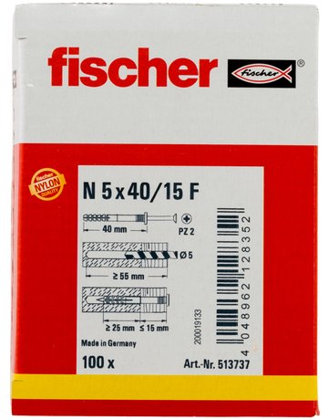 Bild Nageldübel N 5 x 40/15 F,zn Nylon,Stahl,zn - fischer-2