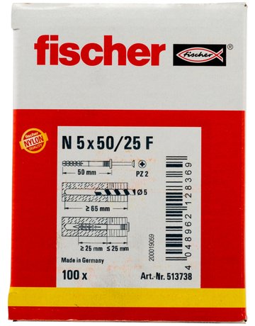 Bild Nageldübel N 5 x 50/25 F,zn Nylon,Stahl,zn - fischer-2