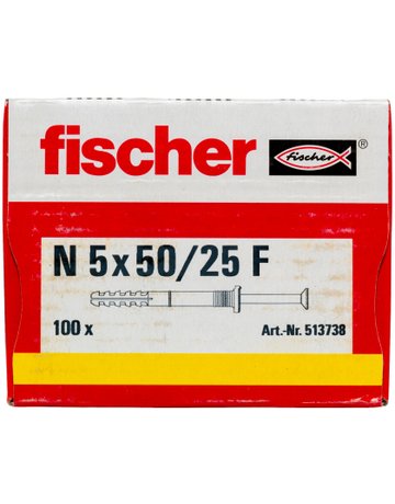 Bild Nageldübel N 5 x 50/25 F,zn Nylon,Stahl,zn - fischer-1