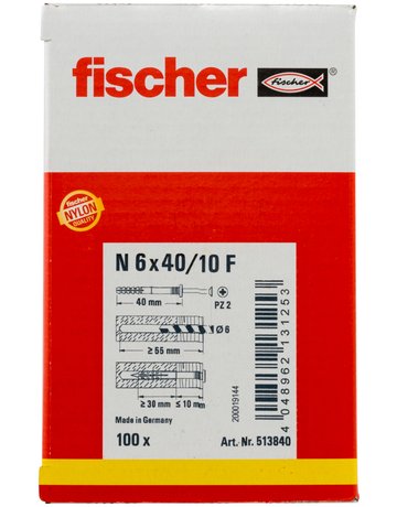 Bild Nageldübel N 6 x 40/10 F,zn Nylon,Stahl,zn - fischer-2
