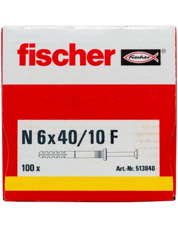 Bild Nageldübel N 6 x 40/10 F,zn Nylon,Stahl,zn - fischer-1