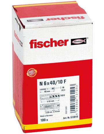 Bild Nageldübel N 6 x 40/10 F,zn Nylon,Stahl,zn - fischer-4