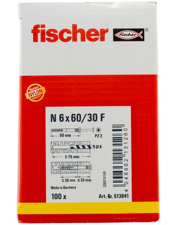 Bild Nageldübel N 6 x 60/30 F,zn Nylon,Stahl,zn - fischer-2