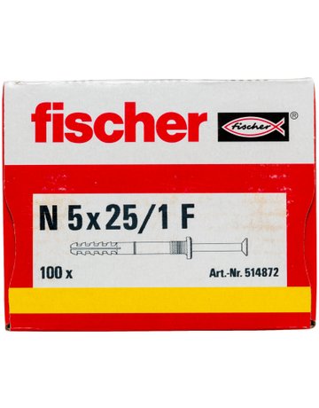 Bild Nageldübel N 5 x 25/1 F,zn Nylon,Stahl,zn - fischer-2