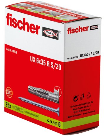 Bild Universaldübel UX 6x35 R S/20 mit Rand und Schraube - fischer-1