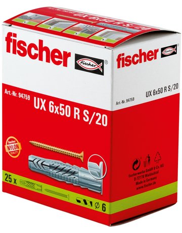 Bild Universaldübel UX 6x50 R S/20 mit Rand und Schraube - fischer-1