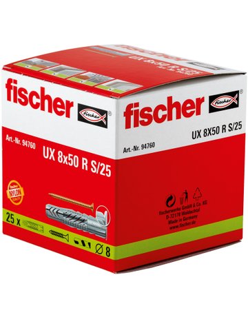 Bild Universaldübel UX 8x50 R S/25 mit Rand und Schraube - fischer-1