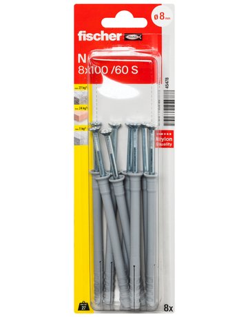 Bild Nageldübel N 8x100/60 mit Schraube 5x105Z,VE 8 - fischer-1