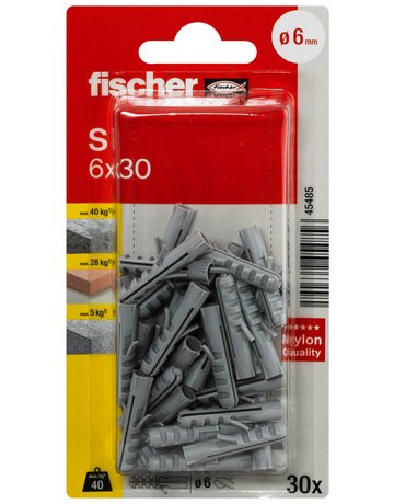 Bild Spreizdübel S6 Kunststoff,Ø6mm,VE 30 - fischer-1