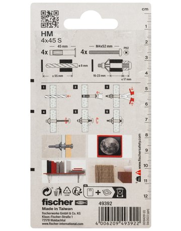 Bild Hohlraum-Metalldübel HM 4x45,m.metrischer Schraube - fischer-2