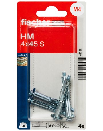 Bild Hohlraum-Metalldübel HM 4x45,m.metrischer Schraube - fischer-1