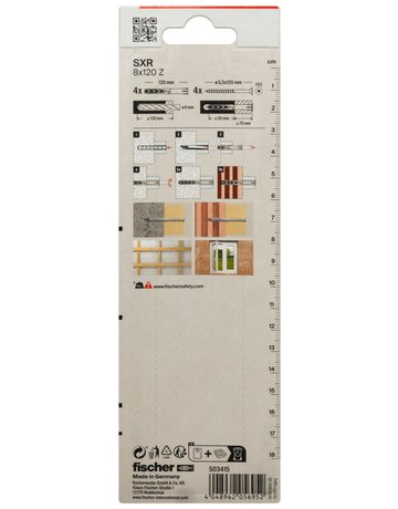 Bild Langschaftdübel SXR 8x120,m.Senkkopfschraube,VE 4 - fischer-2