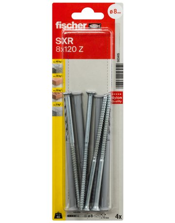 Bild Langschaftdübel SXR 8x120,m.Senkkopfschraube,VE 4 - fischer-1