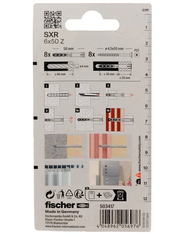 Bild Langschaftdübel SXR 6x50,m.Senkkopfschraube,VE 8 - fischer-2