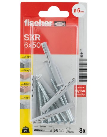 Bild Langschaftdübel SXR 6x50,m.Senkkopfschraube,VE 8 - fischer-1