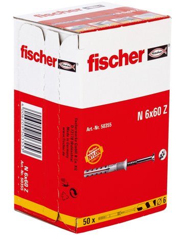 Bild Nageldübel N 6 x 60/30 S,zn Nylon,Stahl,zn - fischer-1
