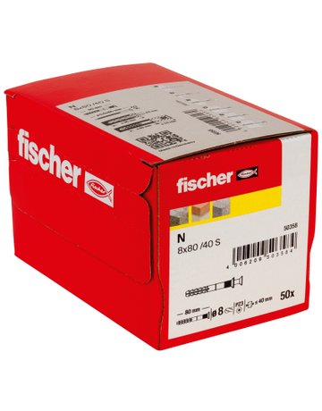 Bild Nageldübel N 8 x 80/40 S,zn Nylon,Stahl,zn - fischer-1