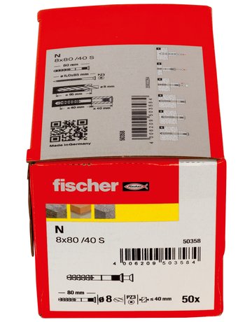 Bild Nageldübel N 8 x 80/40 S,zn Nylon,Stahl,zn - fischer-2
