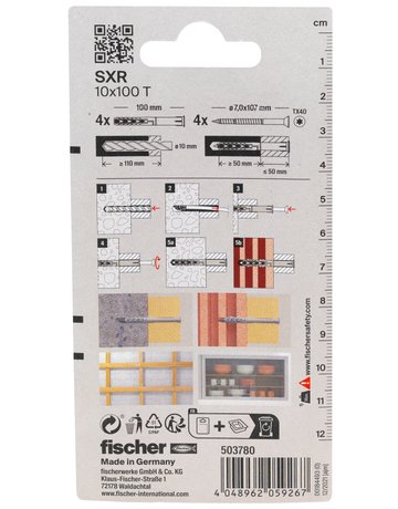 Bild Langschaftdübel SXR 10x100,m.Senkkopfschraube,VE 4 - fischer-2