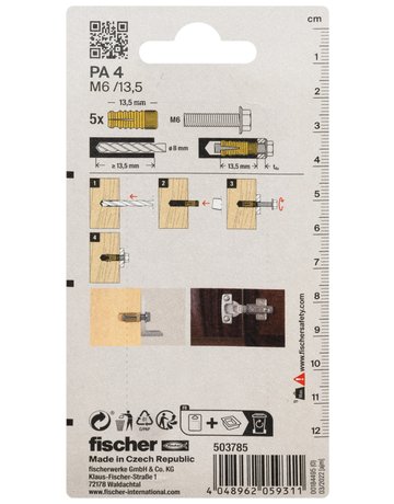 Bild Messingdübel PA 4 M6x13,5,VE 5 - fischer-2