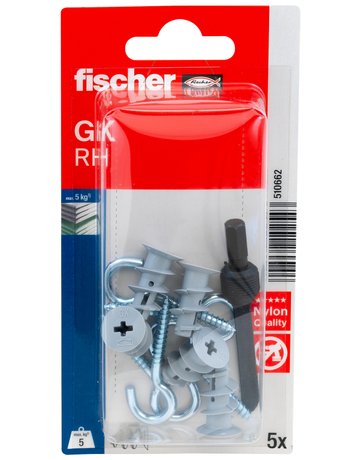 Bild Gipskartondübel GK RH mit Rundhaken,22mm,Kunststoff,VE 5 - fischer-1