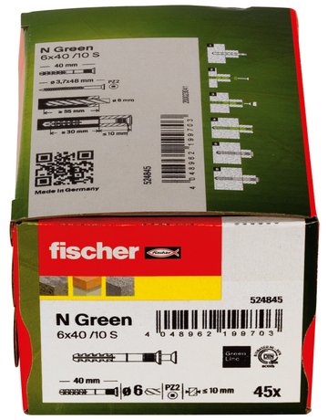 Bild Nageldübel N GR 6 x 40/10 S,zn Nylon,Stahl,zn - fischer-2