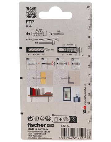 Bild Turbo Porenbetondübel FTP K4 8x50mm,Kunststoff,VE 4 - fischer-2