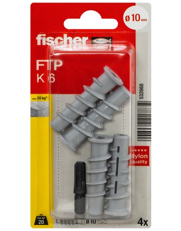 Bild Turbo Porenbetondübel FTP K6 8x50mm,Kunststoff,VE 4 - fischer-1